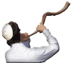 Man blowing a shofar